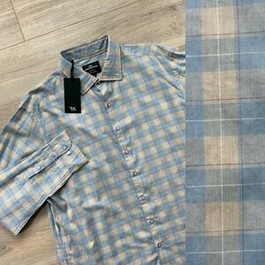 NWT Rodd & Gunn XXXL Sports-Fit Blue Beige Check Paterson Inlet Cotton Button-up